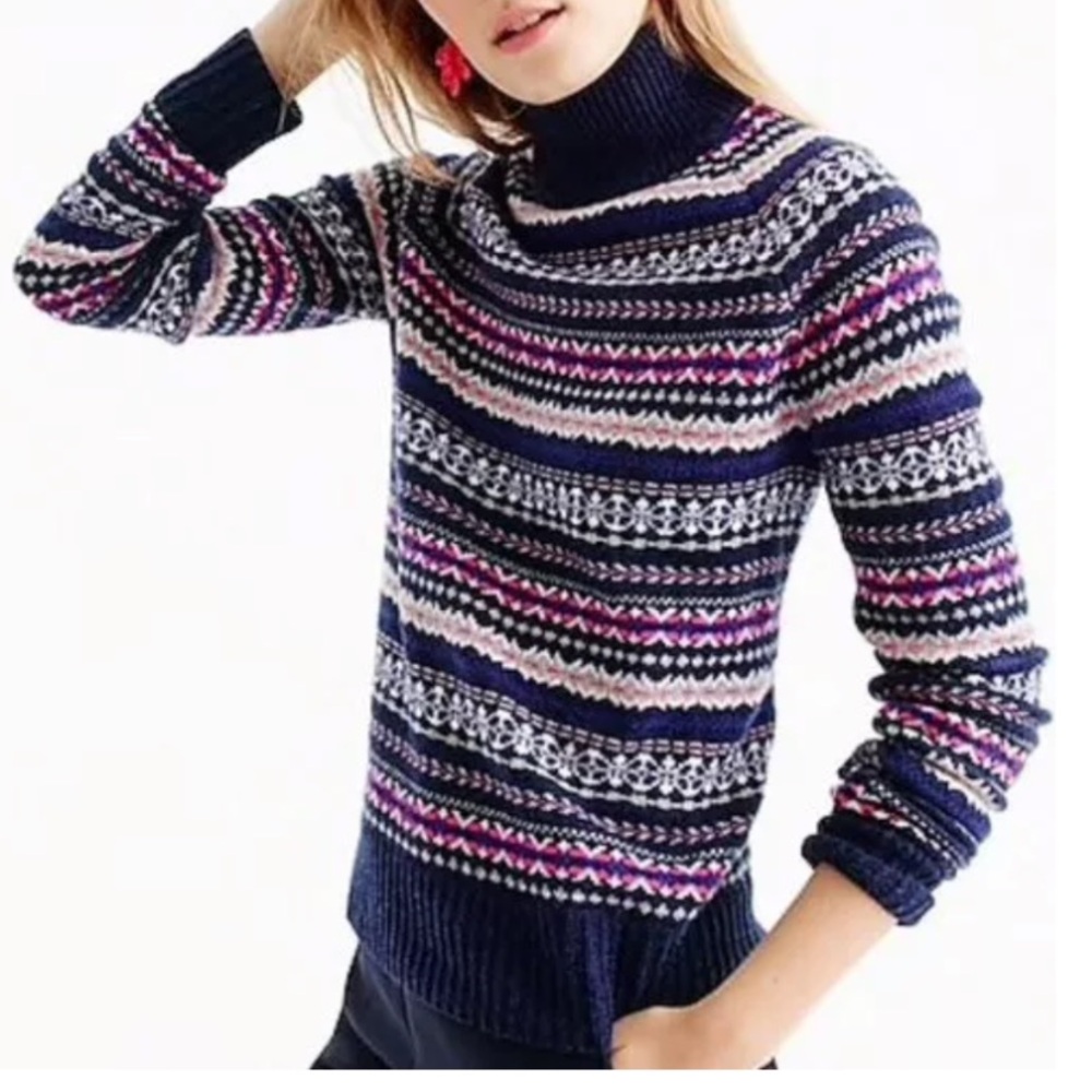 J Crew, Fair Isle Wool Turtleneck Sweater